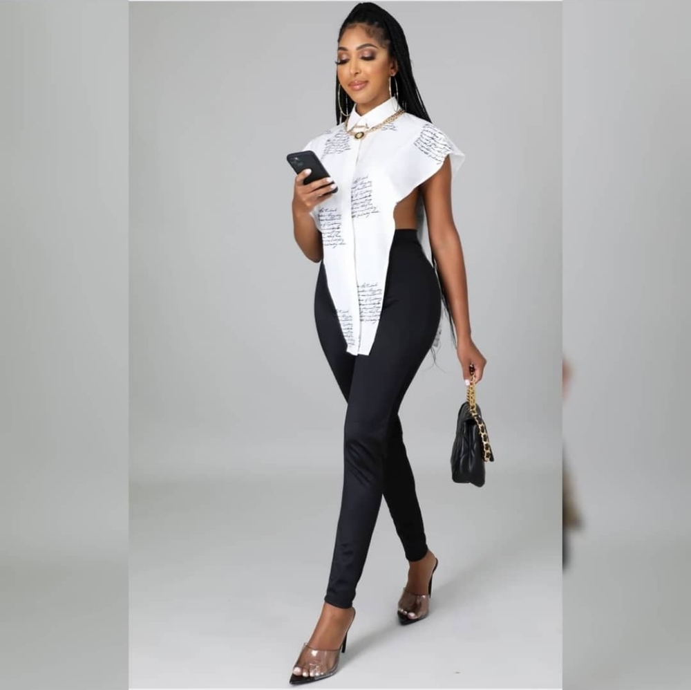 Script Vest Blouse